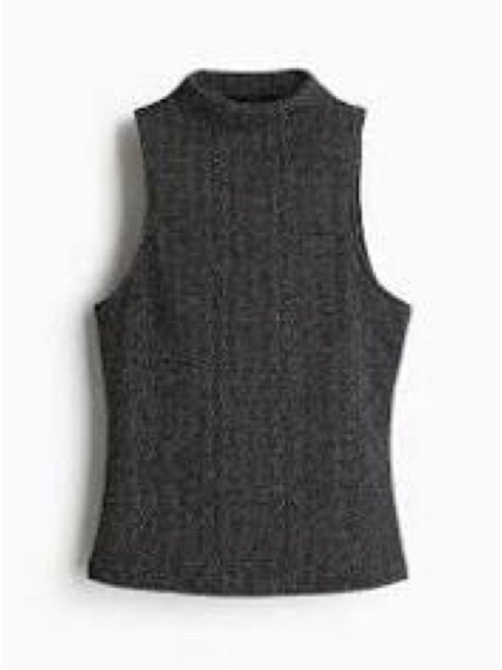 Sleeveless Mock Neck Knit Top - black and silver